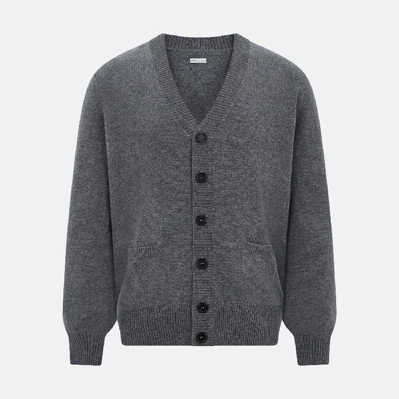 Huge Discounts Grey Melange Cashmere Cardigan