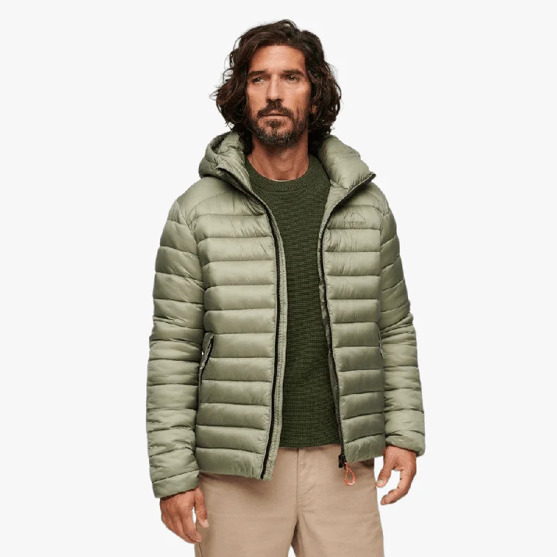 Friends and Family Sale Superdry Mens Hooded Fuji Sport Padded Hooded Jacket Light Khaki Green
