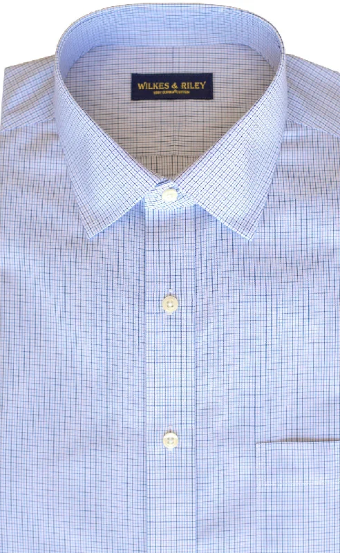 Crazy Savings Classic Fit Blue / Navy Microcheck Spread Collar Supima® Cotton Non-Iron Broadcloth Dress Shirt Crazy Savings Classic Fit Blue / Navy Microcheck Spread Collar Supima® Cotton Non-Iron Broadcloth Dress Shirt