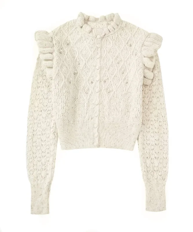 Value Deals Off White Ruffled Soft Sweater