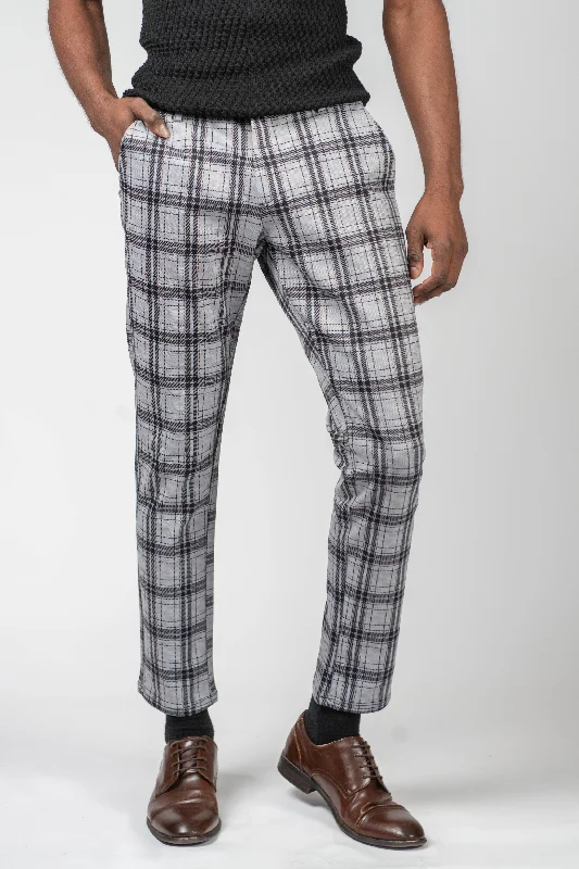Shop the Weekend Away Luxury 4 Way Stretch Plaid Pant - Silver