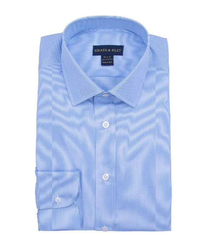 Price Smash Tailored Fit Fineline Stripe w/ White Ground Spread Collar Dress Shirt Price Smash Tailored Fit Fineline Stripe w/ White Ground Spread Collar Dress Shirt