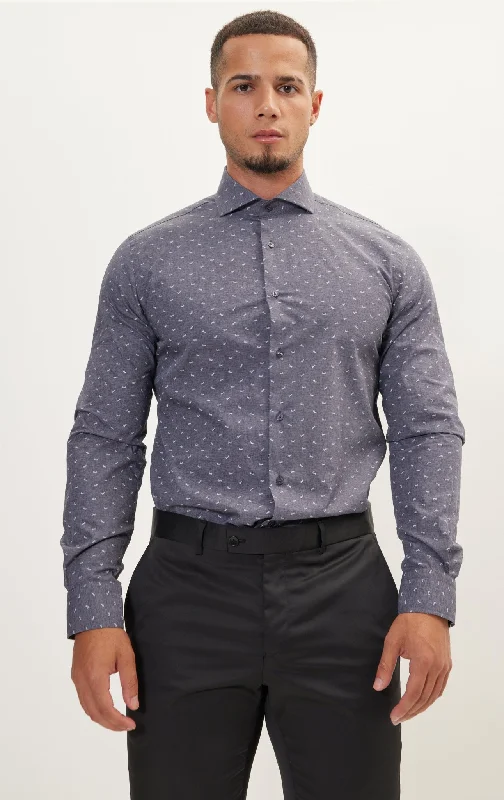 Bargain Prices Love Print Pure Cotton Dress Shirt - Anthracite