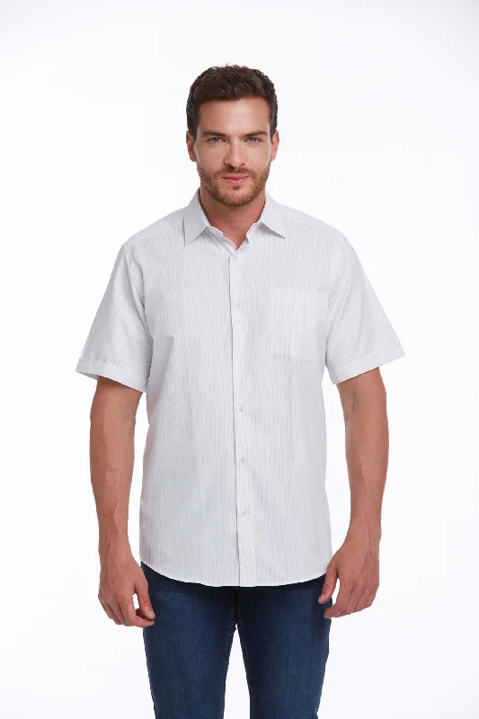 Holiday Sale Regular Fit Striped Cotton Blend Black Dress Shirt
