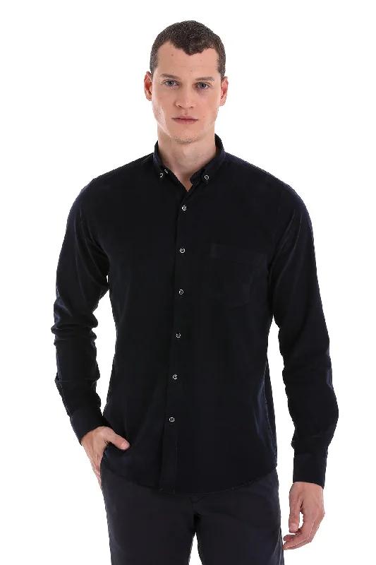 Weekend Price Cuts Galore Comfort Fit Long Sleeve Cotton Navy Dress Shirt