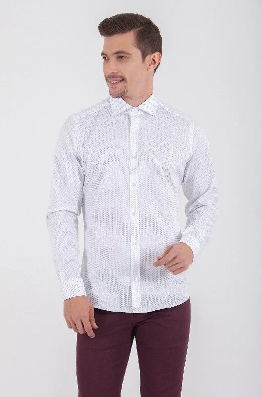 Epic Deals Slim Fit Long Sleeve Dot Printed Cotton Gray Dress Shirt