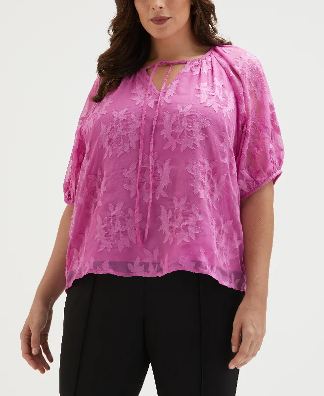 Sale Event Plus Size Tie Top Raglan Sleeve Blouse