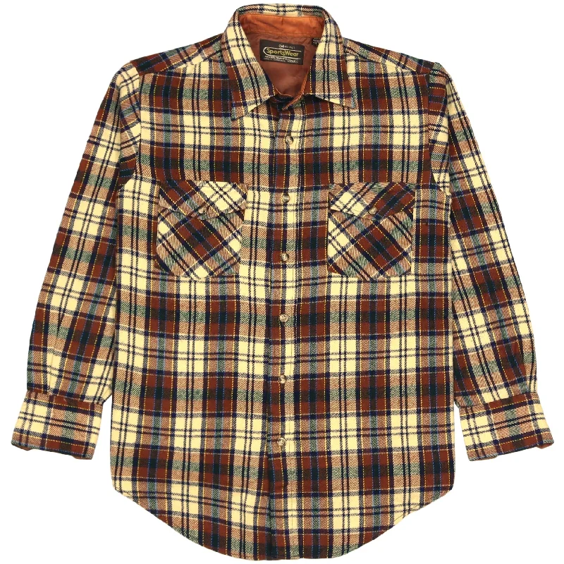 Take Action Sportswear Vintage Checked Flannel Shirt Beige Black