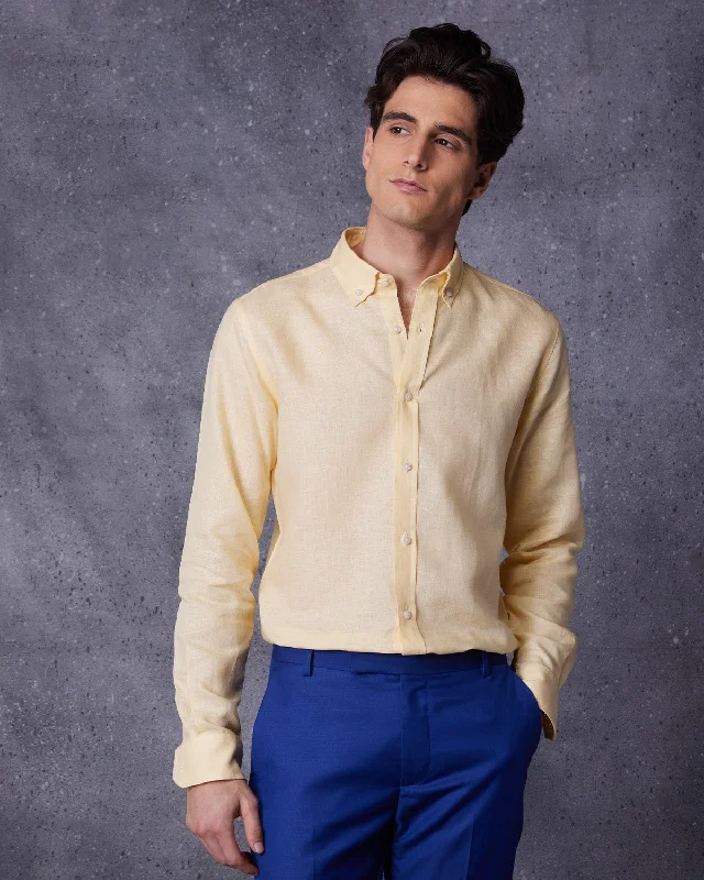 Weekend Deals That Sizzle Soft Washed Linen Shirt - Yellow