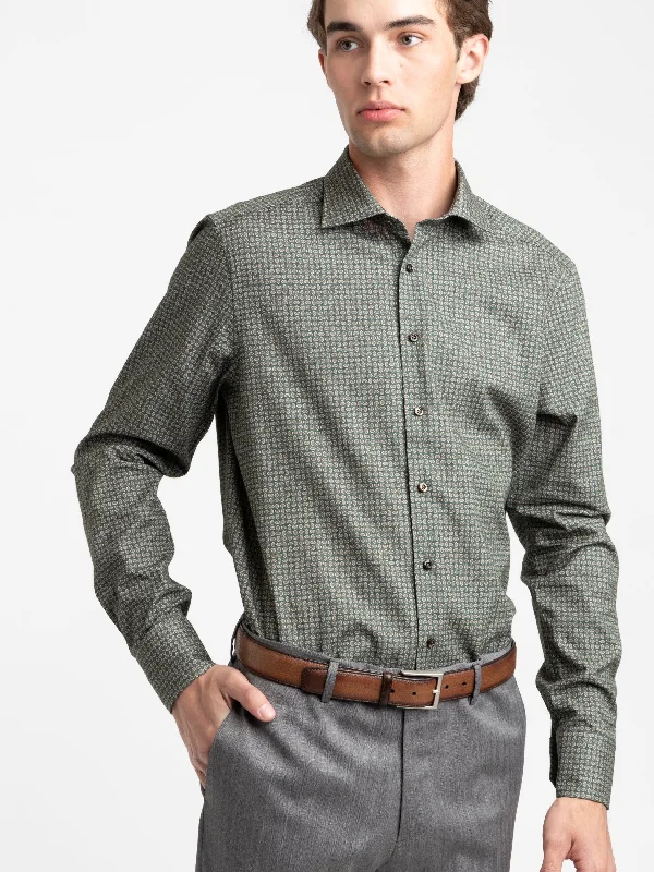 Clearance Sale Green Pattern Slimline Shirt