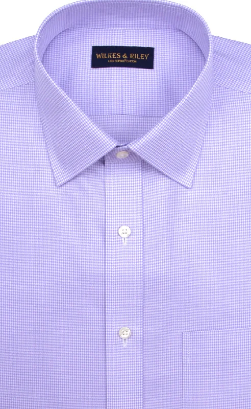 Weekend Bargains to Relish Tailored Fit Purple Houndstooth Spread Collar Supima® Cotton Non-Iron Twill Dress Shirt Weekend Bargains to Relish Tailored Fit Purple Houndstooth Spread Collar Supima® Cotton Non-Iron Twill Dress Shirt