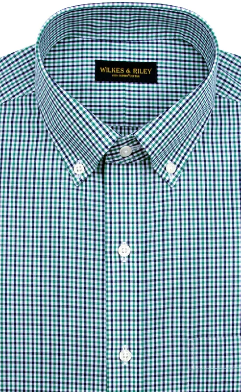 New Markdowns Tailored Fit Green / Navy Tattersall check Button-Down Collar Supima® Non-Iron Cotton Broadcloth Sport Shirt New Markdowns Tailored Fit Green / Navy Tattersall check Button-Down Collar Supima® Non-Iron Cotton Broadcloth Sport Shirt