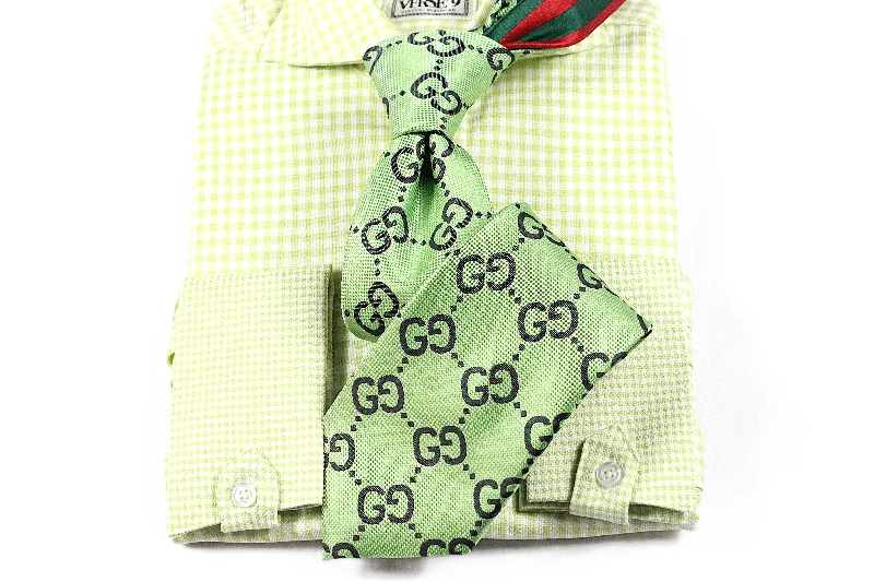 Exclusive Online Offer Spread Collar | Green Check | French Cuff Shirt