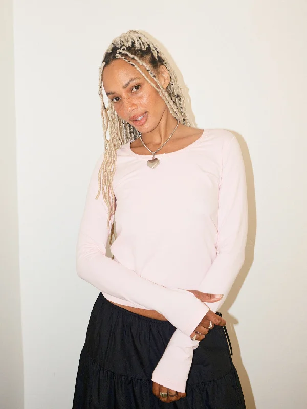 Weekend Deals That Amaze Long Sleeve Lounge Top - Baby Pink