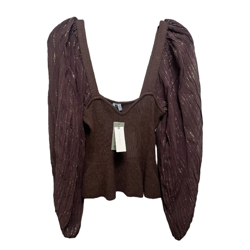 Exclusive Weekend Offers Inside Peplum Twofer Sweater By Blank London In Brown & Gold, Size: S