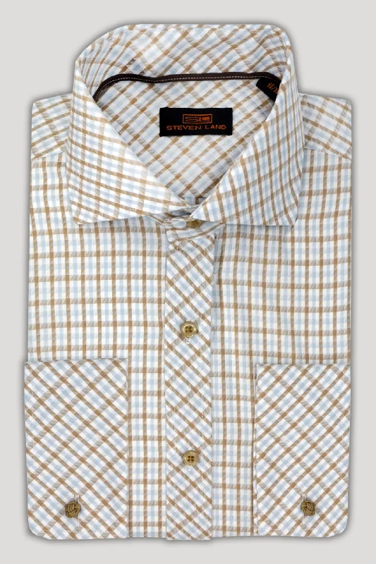 Referral Discount Steven Land Dress Shirt | Trim and Classic Fit | Arlo 100% Cotton | Color Brown Referral Discount Steven Land Dress Shirt | Trim and Classic Fit | Arlo 100% Cotton | Color Brown