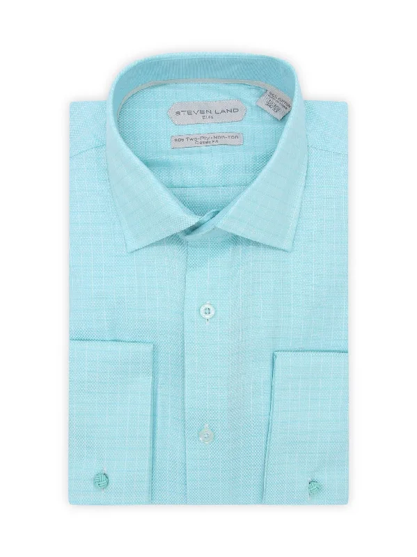 Amazing Deals Non Iron Weave Check Dress Shirt | Aqua