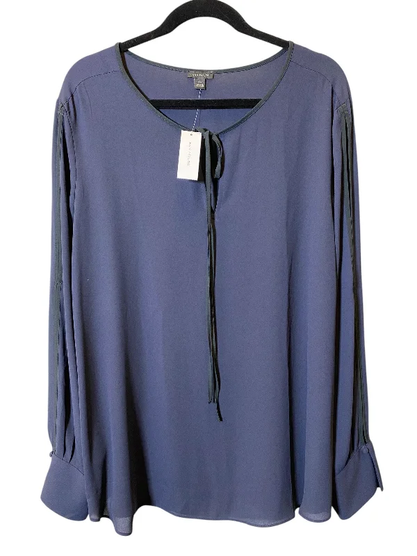 Weekend Specials to Relish Top Long Sleeve By Ann Taylor In Blue, Size: Xxl