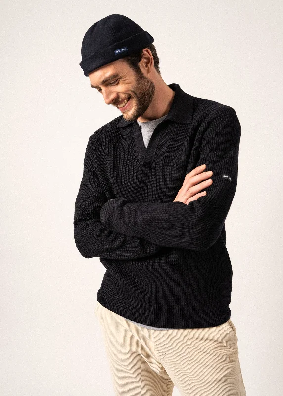 Great Deals Fribourg Polo-collar Jumper - in wool (NAVY)