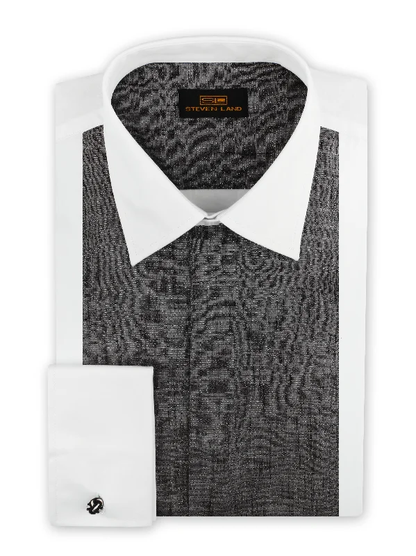 Weekend Bargains to Grab Cotton Lurex Tuxedo Shirt | White and Silver