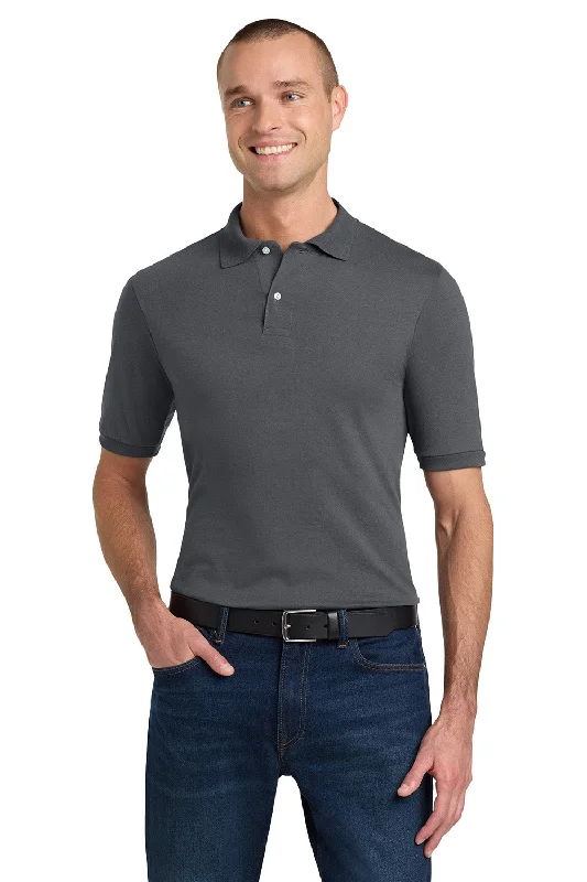 Massive Savings Jerzees Mens SpotShield Stain Resistant Short Sleeve Polo Shirt - Charcoal Grey