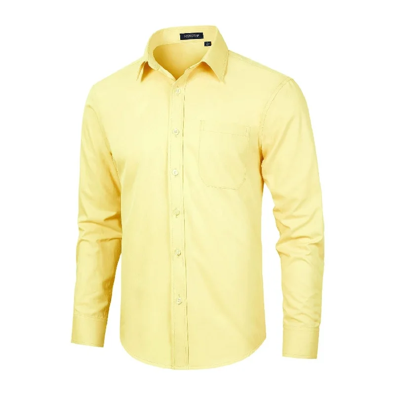 Weekend Bargains to Relish Men's Dress Shirt with Pocket - LIGHT YELLOW