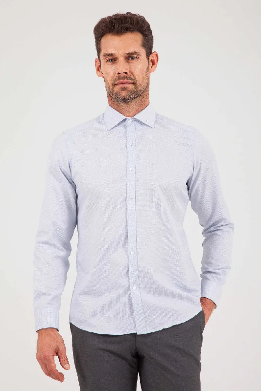 Markdowns Slim Fit Long Sleeve Cotton Blend Navy Dress Shirt