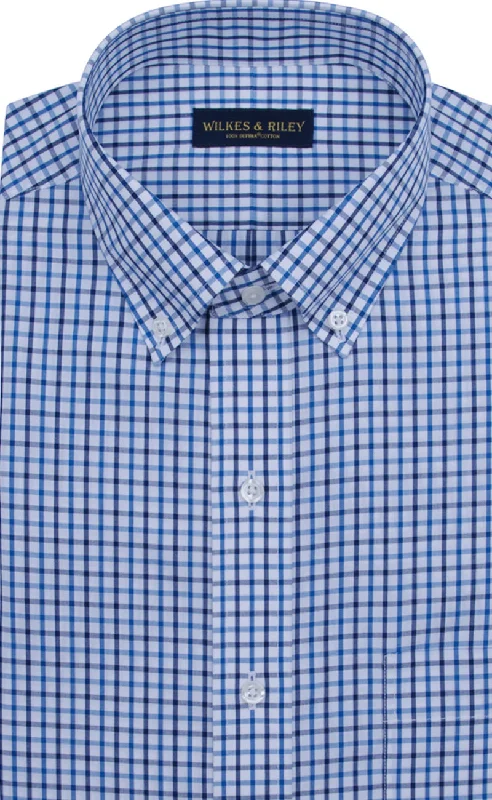 Special Discount Classic Fit Blue / Navy Tattersall Button-Down Collar Supima® Cotton Non-Iron Broadcloth Sport Shirt Special Discount Classic Fit Blue / Navy Tattersall Button-Down Collar Supima® Cotton Non-Iron Broadcloth Sport Shirt