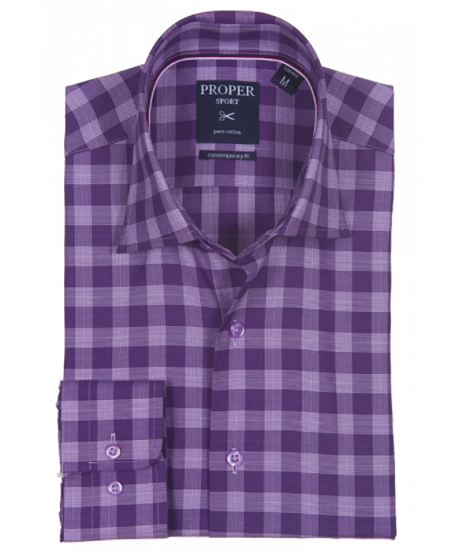 Fantastic Offers Sparkling Grape Casual Cotton Gingham Shirt