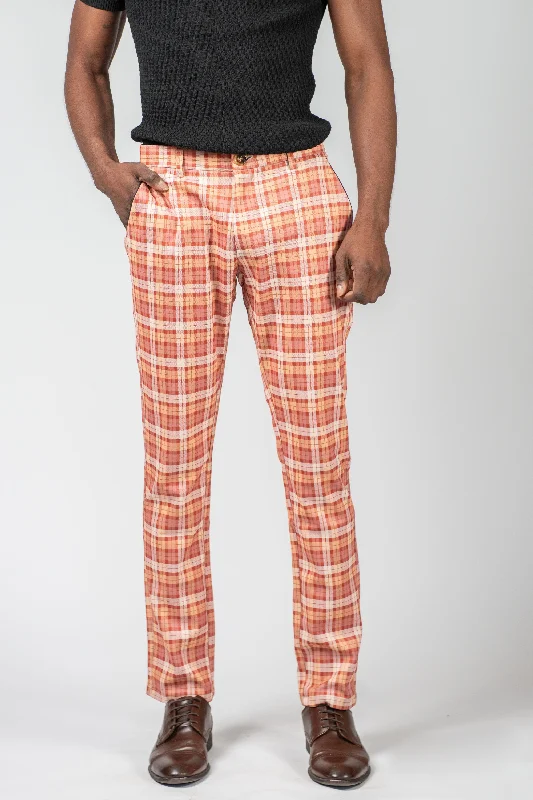 Weekend Deals You Can't Resist Luxury 4 Way Stretch Plaid Pant - Orange