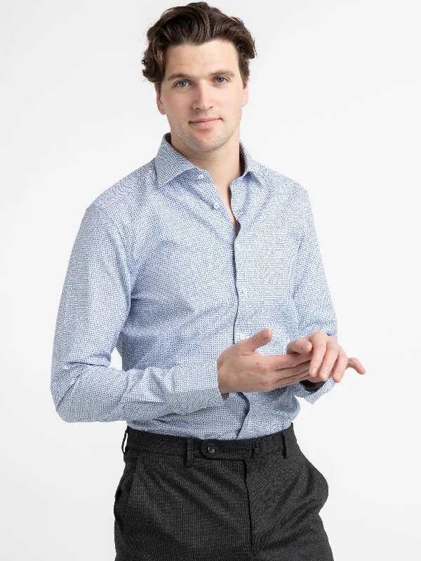 Weekend Offers That Dazzle Blue Micro Patterned Twill Shirt