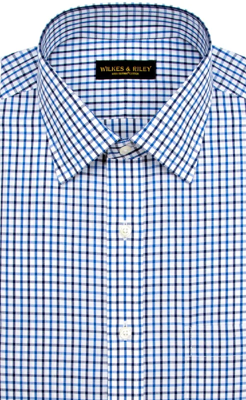 Midnight Madness Slim Fit Blue / Navy Tattersall English Spread Collar Supima® Cotton Non-Iron Broadcloth Dress Shirt Midnight Madness Slim Fit Blue / Navy Tattersall English Spread Collar Supima® Cotton Non-Iron Broadcloth Dress Shirt