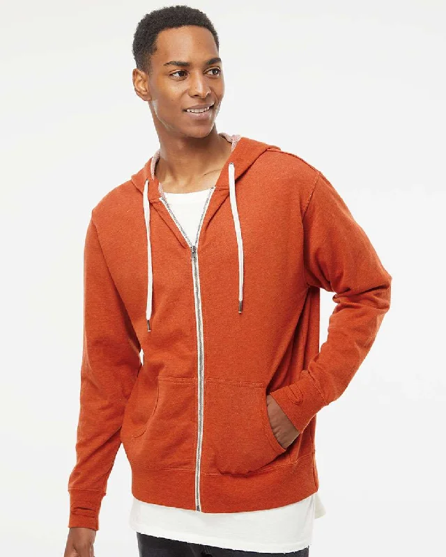 Quick Sale Unisex Heathered French Terry Full-Zip Hooded Sweatshirt