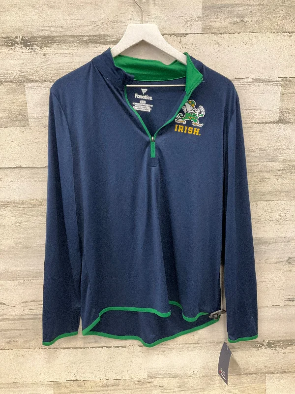 Weekend Savings Delight Athletic Top Long Sleeve Collar By Fanatics In Blue, Size: L