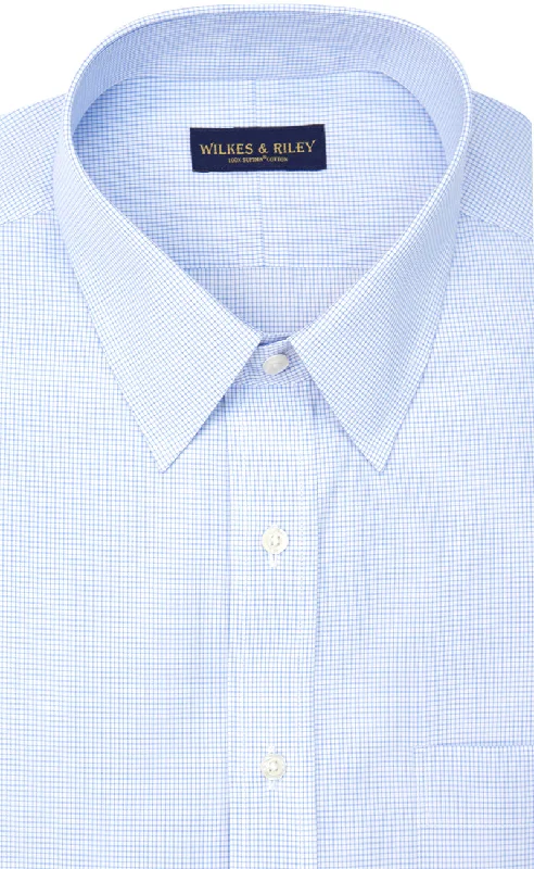 Take Advantage Tailored Fit Blue Mini Check Point Collar Supima® Cotton Non-Iron Broadcloth Take Advantage Tailored Fit Blue Mini Check Point Collar Supima® Cotton Non-Iron Broadcloth