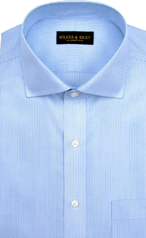 Can't Miss Slim Fit Blue Stripe English Spread Collar Supima® Cotton Non-Iron Twill Dress Shirt Can't Miss Slim Fit Blue Stripe English Spread Collar Supima® Cotton Non-Iron Twill Dress Shirt