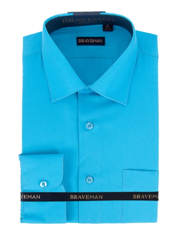 Special Price Mens Slim Fit Dress Shirt in Aqua Blue