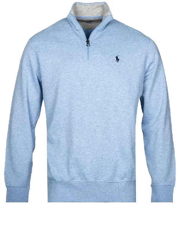 Hot Deal Strick-Jersey mit halbem Reißverschluss - Blau 