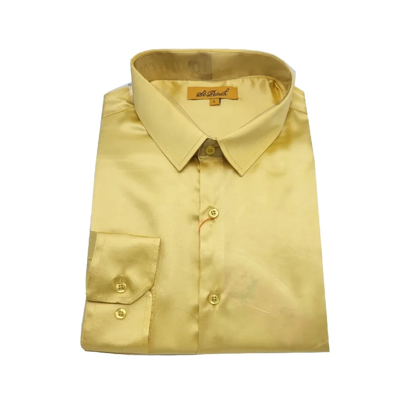 Deep Savings ST. PATRICK: Satin Slim Fit Dress Shirt SSS