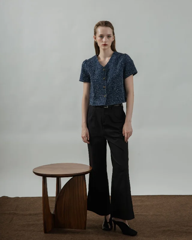 Weekend Offers That Thrill Gia Texture Denim Short Sleeve Top (Denim)