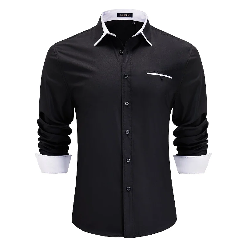 Sneak Peek Sale Men's Classic Dress Shirt with Pocket - BLACK/WHITE
