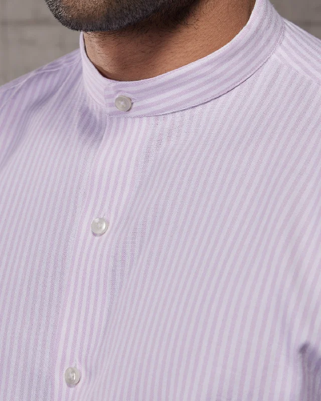 Closeout Deal Oxford Striped Shirt - Purple