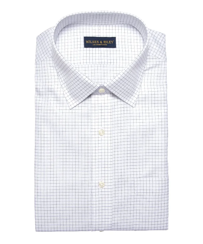 Closeout Tailored Fit Grey Twill Check Spread Collar Supima® Cotton Non-Iron Dress Shirt Closeout Tailored Fit Grey Twill Check Spread Collar Supima® Cotton Non-Iron Dress Shirt