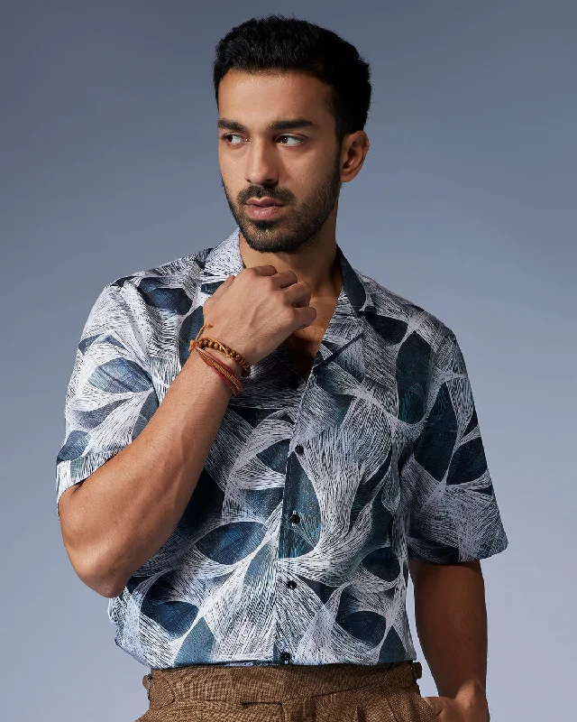 Pay Less Wave Printed Shirt - Black & White