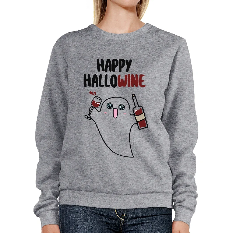 Weekend Bargains to Grab Happy Hallowine Ghost Wine Grey SweatShirt