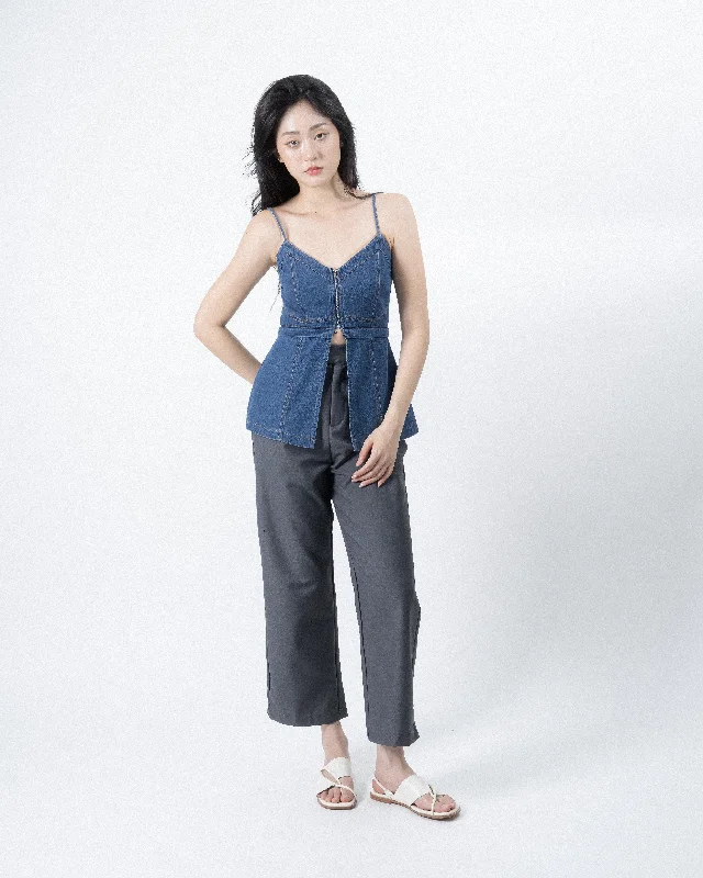 Low Price Multi-Wear Denim Zipper Straps Top (Denim)