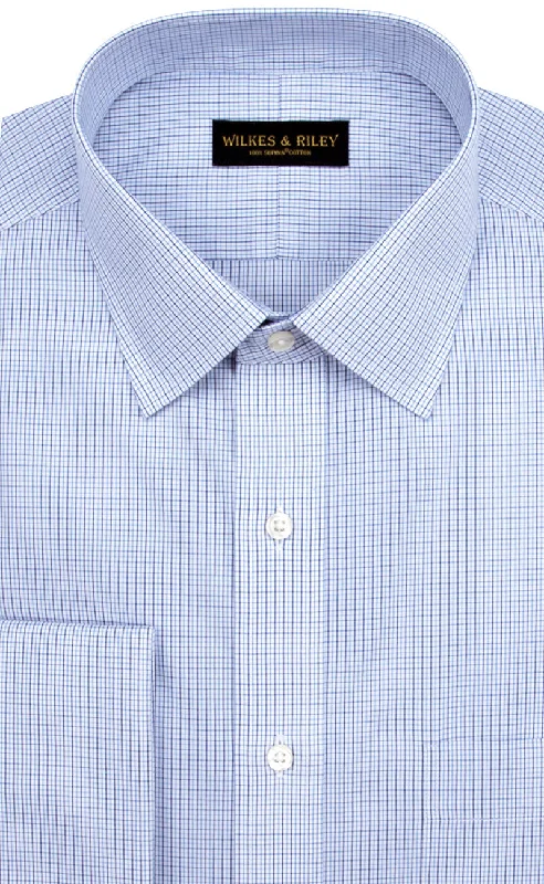 Get It Before It’s Gone Tailored Fit Blue / Navy Micro Check Spread Collar French Cuff Supima® cotton Non-Iron Broadcloth Dress Shirt Get It Before It’s Gone Tailored Fit Blue / Navy Micro Check Spread Collar French Cuff Supima® cotton Non-Iron Broadcloth Dress Shirt