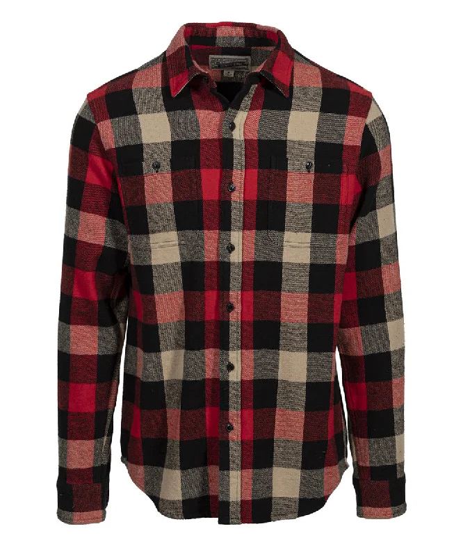 Bargain Bin Schott NYC Men's Plaid Flannel Shirt - Black/Red