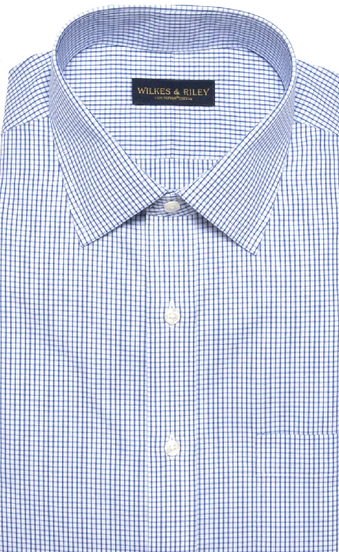 Weekend Savings Bonanza Slim Fit White Ground Blue Check Spread Collar Supima® cotton Non-Iron Pinpoint Oxford Dress Shirt
