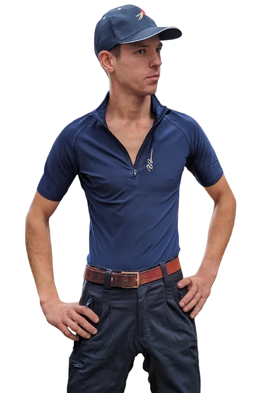 Now Available Adults Half Zip Baselayer - Short Sleeve - Signature Navy